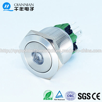 Qn25-A2 25mm DOT Type Momentary|Latching Flat Head Pin Terminal Metal Push Button Switch